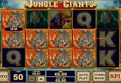 Выигрышная комбинация символов в автомате Jungle Giants