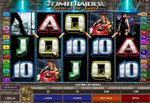 Призовая комбинация в игровом автомате Tomb Raider 2