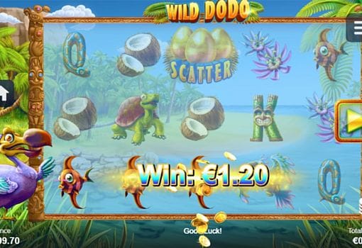Призовая комбинация символов в игровом автомате Wild Dodo